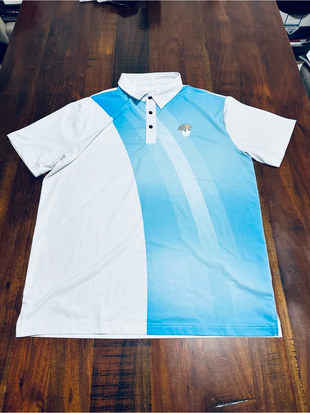Chippopotamus Mens Golf Polo  - Light Blue & White